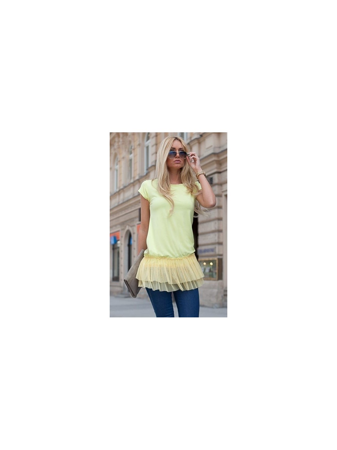 Lemon tunic with tulle 2056 - Online store - Boutique